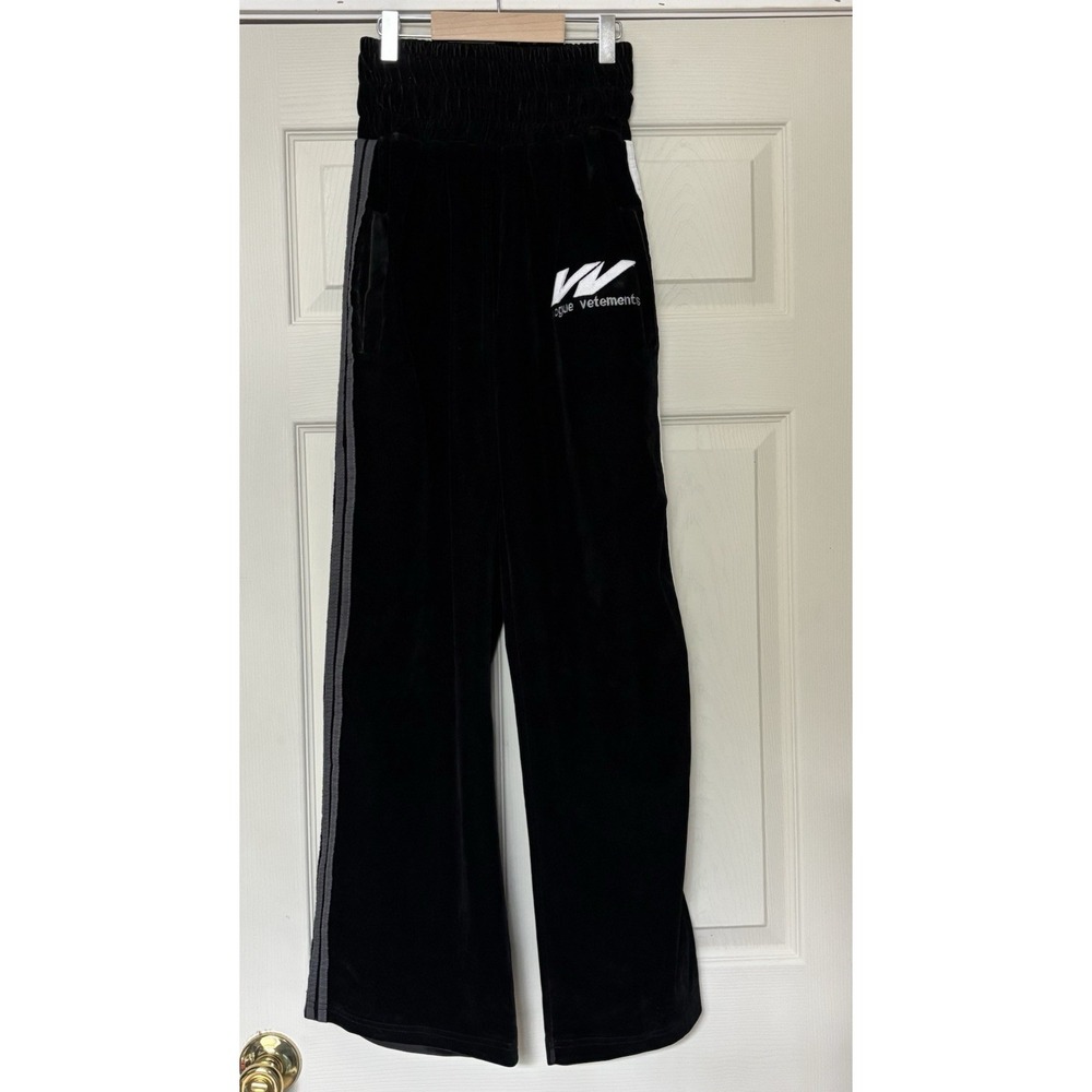Vogue Vestments Velour Track Pants Black Size Small